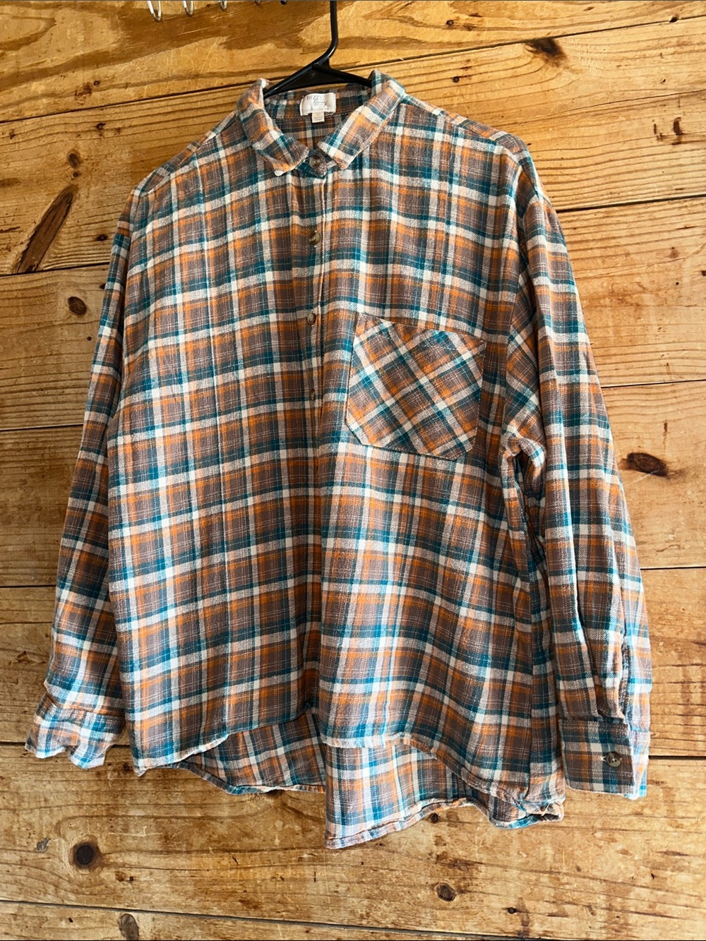 Dizzy Lizzy  Orange & Brown Plaid Button-Up Shirt
